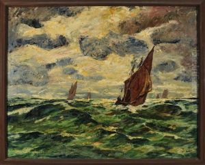 Segelboote Auf Sturmischer See (+ Segelboot Im Sturm Mit Sonnenaufgang (study), Verso) by Wilhelm Schmetz