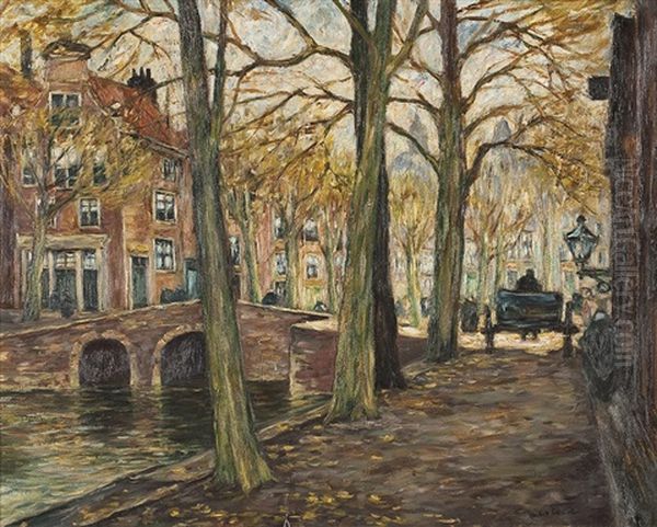 Stadtansicht Mit Gracht Und Kutsche Im Spatherbst - view 1