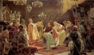 Rudolf Von Habsburg Belehnt Die Kurfursten by Julius Schmid