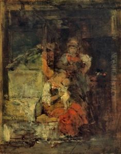 Familienidyll In Der Stube by Mathias Schmid