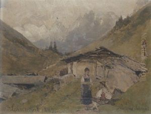 Dirndl Und Bub Auf Hochgebirgsalm