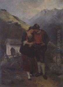 Paznauner Liebespaar In Hochgebirgslandschaft by Mathias Schmid
