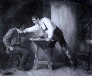 Streit Beim Kartenspiel by Franz Xaver Schmid-Breitenbach