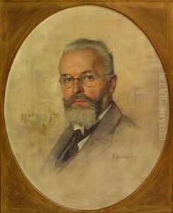Portrait Eines Mannes Mit Bart Und Brille by Adolf Schmidlin