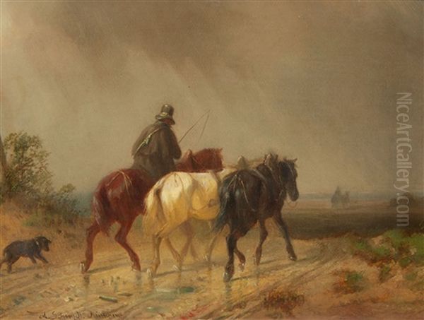 Farmers Returning Home In The Rain - view 1