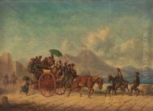 Coche De Caballos En Napoles by Adolf Schmidt
