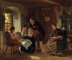 Der Annaherungsversuch Unten Rechts Bezeichnet Und Datiert: A. Schmidt 186? by Adolf Schmidt