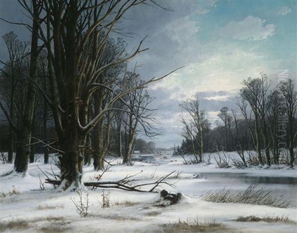 Verschneite Fluslandschaft - view 1