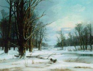 A Frozen Winter Landscape by Alexander Schmidt