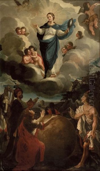 Altarbild: Maria Immaculata Verehrt Von Den Vier Erdteilen - view 1