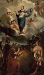 Altarbild: Maria Immaculata Verehrt Von Den Vier Erdteilen by Bernhard Schmidt