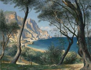 Blick Nach Dem Cap Von Noli Zwischen Olivenbaumen, Westliche Riviera Blick Nach Dem Cap Von Noli Zwischen Olivenbaumen, Westliche Riviera