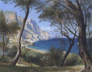 Blick Nach Dem Cap Von Noli Zwischen Olivenbaumen Der Westlichen Riviera Blick Nach Dem Cap Von Noli Zwischen Olivenbaumen Der Westlichen Riviera