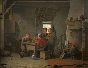 Bauerliches Interieur Mit Dame-spielern Und Zuschauern