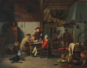 Figures In An Interior by Georg Adam Schmidt