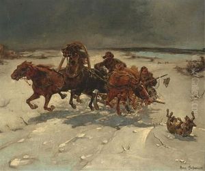 Winter Landscape With Hunters by Hans Schmidt