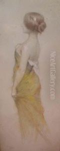 Jeune Femme Tournee A La Robe Jaune by Gaston Bouy