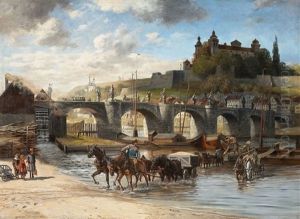 Ansicht Von Wurzburg Mit Mainbrucke Und Marienfestung Ansicht Von Wurzburg Mit Mainbrucke Und Marienfestung