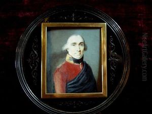 Portrait D'homme En Uniforme Brun-rouge Et Manteau Bleu