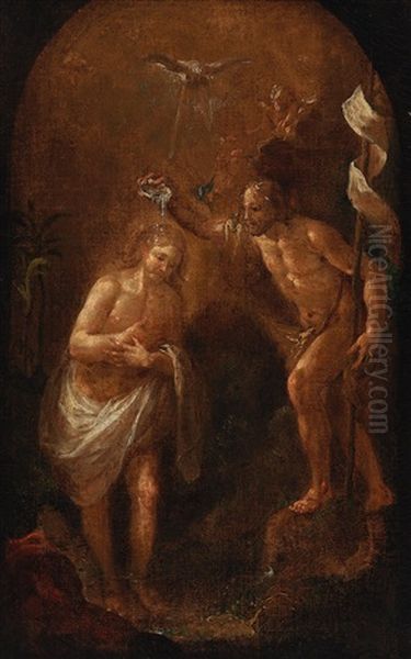 The Baptism Of Christ In The River Jordan by Martin Johann (Kremser Schmidt) Schmidt