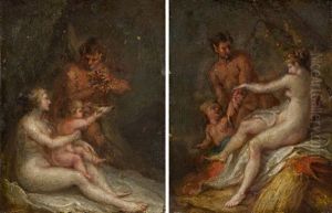 Pendants - Venus Mit Bacchusknaben Und Satyr (allegorie Des Sommers); Ceres Mit Amor Und Satyr
