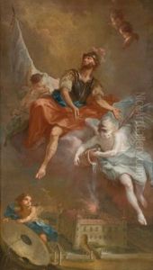 Saint Florian Rescuing The Burning Stockern Castle (+ Saint John Nepomuk; Pair)