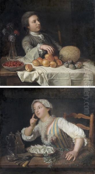 Allegorie Du Toucher Avec Prunes, Melon D'eau, Cerises Et Abricots - view 1
