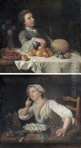 Allegorie Du Toucher Avec Prunes, Melon D'eau, Cerises Et Abricots Allegorie Du Toucher Avec Prunes, Melon D'eau, Cerises Et Abricots