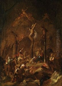 Kreuzigung Christi Mit Den Beiden Schachern, Assistenzfiguren Und Dem Heiligen Longinus by Martin Johann (Kremser Schmidt) Schmidt