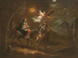 Die Flucht Nach Agypten by Martin Johann (Kremser Schmidt) Schmidt