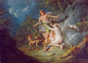 Aphrodite Erscheint Dem Jager Adonis by Martin Johann (Kremser Schmidt) Schmidt