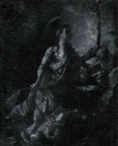 Die Bussende Magdalena Mit Dem Entmachteten Amor Zu Fussen by Martin Johann (Kremser Schmidt) Schmidt