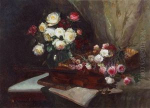A Still Life With Roses And A Violin A Still Life With Roses And A Violin