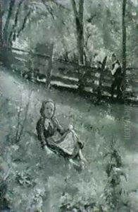 Bauernmadchen Auf Wiese by Theodor Schmidt