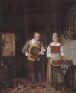 Kokkenscene Med Ung Herre, Der Frier Til Sin Udkarne by Willem Hendrik Schmidt