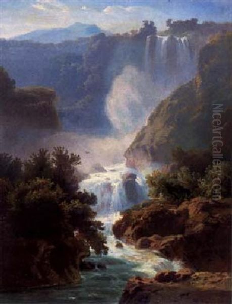 Gischtender Wasserfall Im Gebirge - view 1