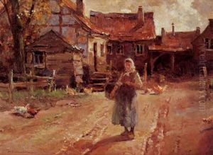 Bauerin Auf Dem Huhnerhof by Hermann Schmidtmann