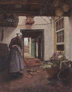 A Peasant Woman In A Barn by Alexander Schmidt-Michelsen