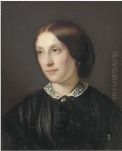 Portrait Of A Lady, Bust-length In A Black Dress With White Lace Collar