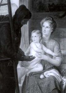 Chimney Sweep Conversing With A Mother And Child by Guido Phillip Schmitt