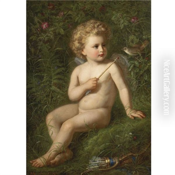 Putto Feeding A Strawberry To A Bird - view 1