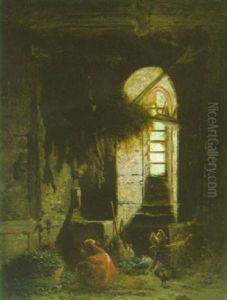 Rayon De Lumiere Dans Un Coin D'etable by Wilhelm Schmitt