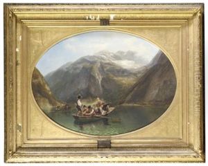 Figures In A Boat On The Konigsee - Ein Boot Auf Dem Konigsee (collab. W/august Becker)