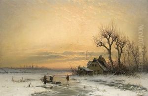 Winter Evening At The Stream by Georg Schmitz