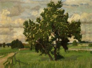 Bluhender Baum In Bayrischer Landschaft Bluhender Baum In Bayrischer Landschaft