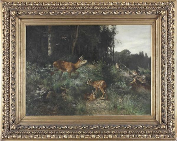 Waldlichtung Mit Reh Und Zwei Kitzen - view 1