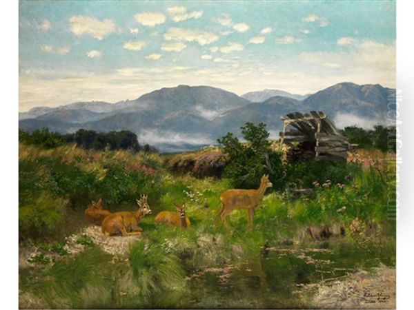 Oberbayerische Voralpenlandschaft Mit Rehrudel - view 1