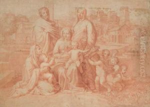 La Sainte Famille A Dix Figures, D'apres Nicolas Poussin by Claudine Bouzonnet-Stella