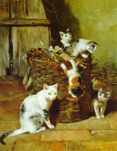 Katzenmutter Mit Ihren Jungen by Josef Schmitzberger