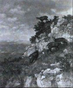 Sechs Gensen Am Felshang by Josef Schmitzberger